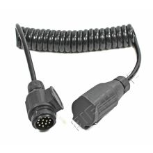 Spiralkabel 12 V, 13-polig. Stecker, 13-polig. Steckdose