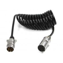 Spiralkabel 24 V + 12 V. 4.0 m. 12 V N + 24 V N Stecker. 7-polig