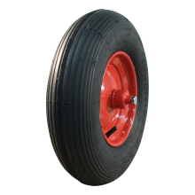 Narubb Luftreifen + Rad 4.80/4.00-8 S-2301 4Pr + 2.50Ax8 Et0 Schubkarrenachse 200Mm Stahl Rot