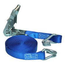 Novio Spanngurt mit Edelstahlratsche und doppeltem Spitzhaken Blau 25mm 5000mm Novio Cargo
