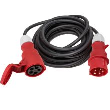 Gummi-Verlängerungskabel 400V. 25 m CEE-Stecker/Kupplung 5-polig