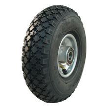 Narubb Luftreifen + Rad 9X3.50-4 Turf Saver 4Pr + 2.10X4H2 Et0 Nl75 40 A6 Stahl Silbergrau