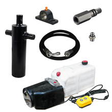 Novio Set Hubzylinder 3-stufig Hub 686Mm 4,1Ton + Elektrische Pumpe 6L + Schlauch 2000Mm + Schlauchbruchsicherung