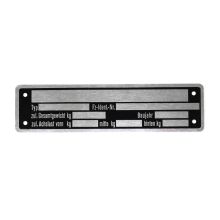 Typenschild 148 X 38 X 0.5 3 Achsen