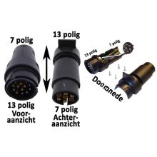 Zweiseitiger Kombinationsstecker 7- und 13-polig