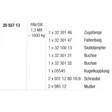 Teilesatz für AE Pav/Sr 1.3 Mx/1 -1600Kg