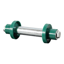 Novio Schubkarrenachse komplett 2X Staubkappe grün, 2X Schraube M10X20, 2X Scheibe 128Mm Ø20