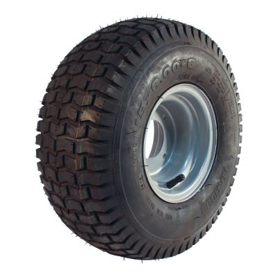 Kings Tire Luftreifen + Rad 15X6.00-6 V-3502 6Pr + 4.50Ax6H2 Et0 60/90/4 A3 Stahl Silbergrau