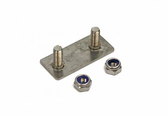 Gegenplatte mit Schraube H6 x 14 Edelstahl. L 45 mm. B 20 mm