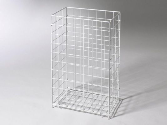 Drahtgitter-Abfallbehälter 60 Liter weiß. 630X400X250mm (H/B/D)