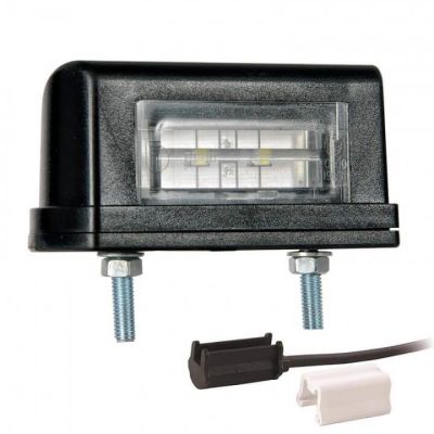 Fristom Kennzeichenleuchte LED | 12/24 V | 83 x 40/50 x 30mm | 45mm | CE, ECE-R10 / R7 / R4 Weiß