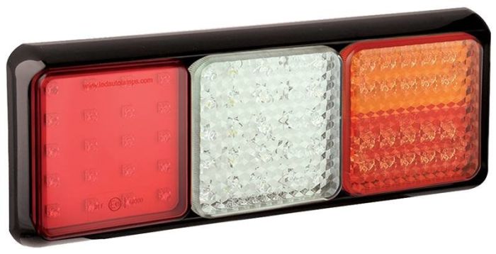 LED Autolamps LED-Kabel-Rückleuchte | 350 x 120 x 31 mm | Bremslicht Blinker Nebelschlussleuchte Rückfahrlicht Rücklicht | 290mm | IP67 | 12/24 V | CE, ECE-R10 / R7 / R6 / R38 / R23