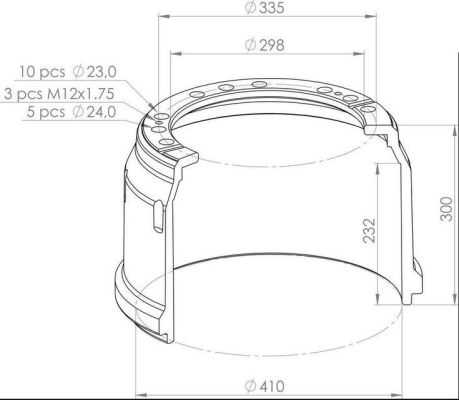 Bremstrommel passend für MAN VA 410 x 160
