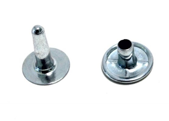 Hohlniet. doppelt. verzinkt L 12 mm. Innenmaß 3.5 mm. Außenmaß 13 mm
