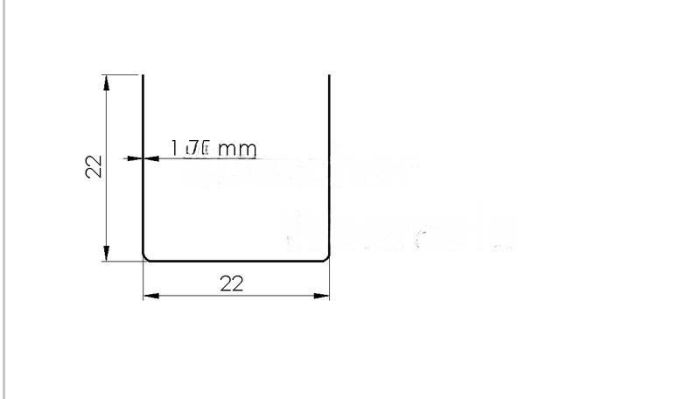 Eloxiertem Alu-U-Profile 22*22*22*1,75 für 18mm