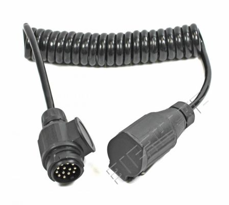 Spiralkabel 12 V, 13-polig. Stecker, 13-polig. Steckdose