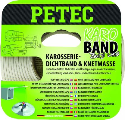 Petec Karosserie-Dichtband. SB-Karte. flach. weiß. 20 mm x 2 mm x 3 m