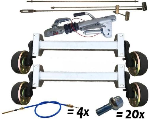Schlegl V-1800-2400 kg TANDEM BWN-Schlegl-RB Komplett Anhänger Achsen Fahrgestell Satz gebremst | AM: 800-1900 | AS: 112*5