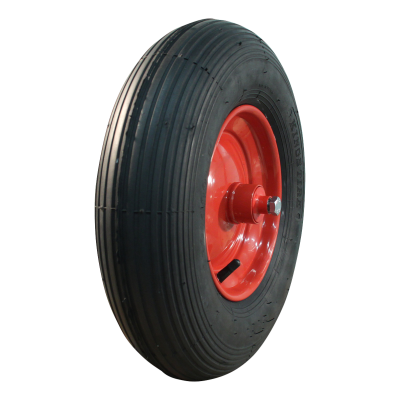 Narubb Luftreifen + Rad 4.80/4.00-8 S-2301 4Pr + 2.50Ax8 Et0 Schubkarrenachse 200Mm Stahl Rot
