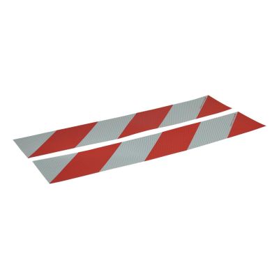 Novio Markierungsaufkleber Container 705X141 Rot / Weiß - Schräg gestreift 4X vertikal links - 4X vertikal rechts