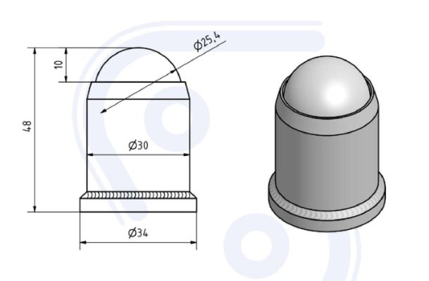 Kugelbolzenabdeckung roh