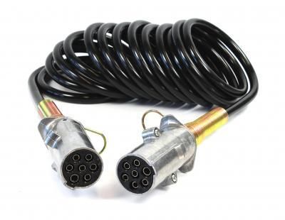 Spiralkabel 24 V. 3.5 M. 7-polig D. 110 mm. 2 Stecker Typ N