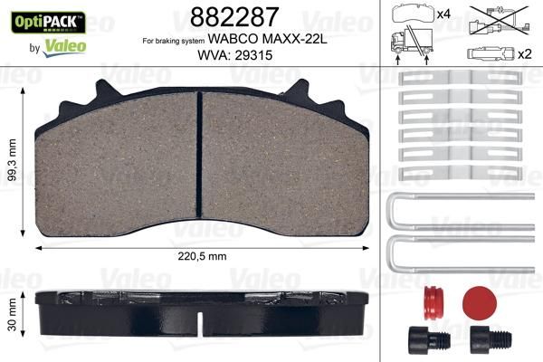 Valeo Scheibenbremsbelagsatz Mercedes Actros MP4