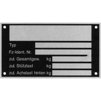Typenschilder für Anhänger