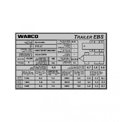 Wabco Typenschild für EBS/ECAS TCE+VCS