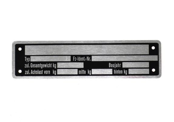 Typenschild 148 X 38 X 0.5 3 Achsen