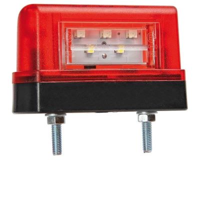 Fristom Kennzeichenleuchte | 83 x 40/50 x 30mm | 45mm | Rot/Weiß | Kabel 500mm | 12/24 V | CE, ECE-R10 / R7 / R4