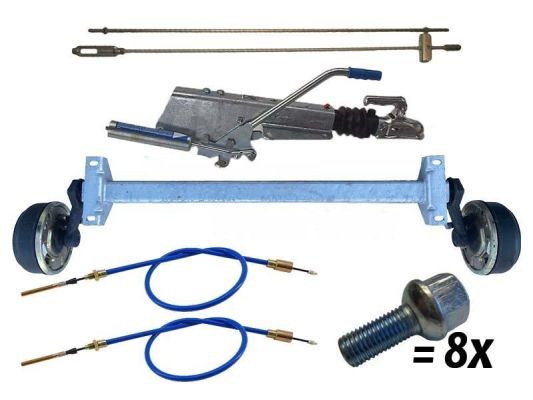 V-900 kg BWN-Schlegl Komplett Anhänger Achse Fahrgestell Satz gebremst | AM: 900-1500 | AS: 100x4