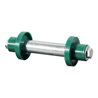 Novio Schubkarrenachse komplett 2X Staubkappe grün, 2X Schraube M10X20, 2X Scheibe 128Mm Ø20