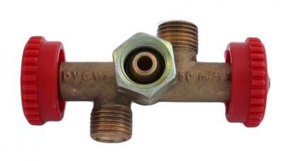 Doppelabzweigventil 1X1/4" Üm X 2X1/4" Außengewinde