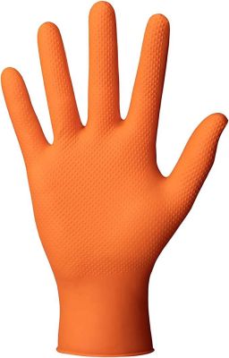 Nitrilhandschuhe orange. Grip. Größe XXL. Verpackung 50 Stück
