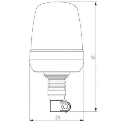 Tralert LED-Rundumleuchte Amber R65 mit flexiblem DIN-Aufsteckfuß 12/24V